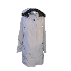 Gallery New York hooded taupe trench coat size medium petite